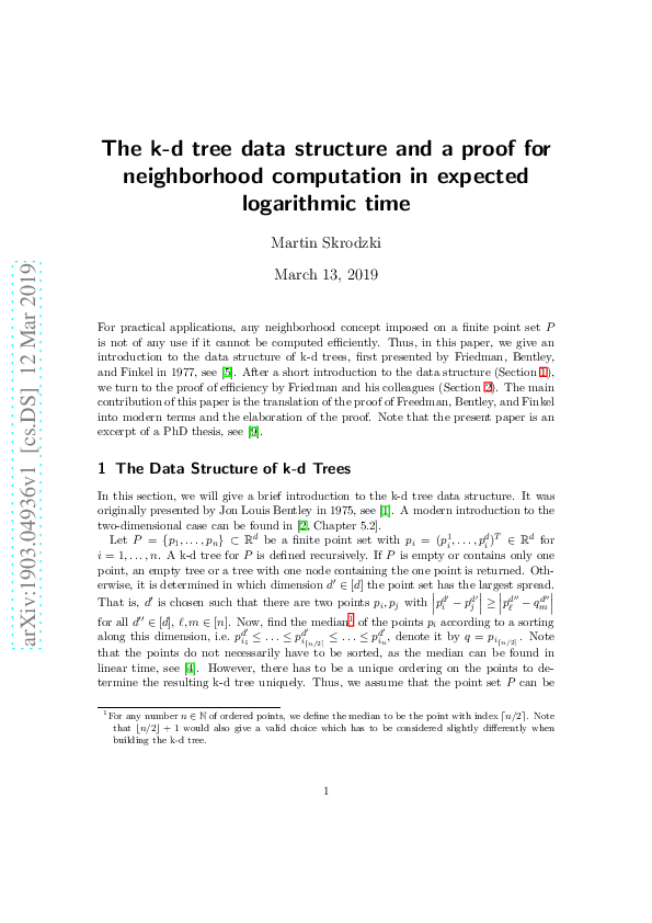 (PDF) The k-d tree data structure and a proof for neighborhood ...