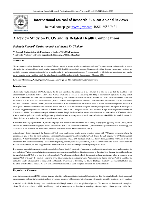 (PDF) A Review Study on PCOS and its Related Health Complications.