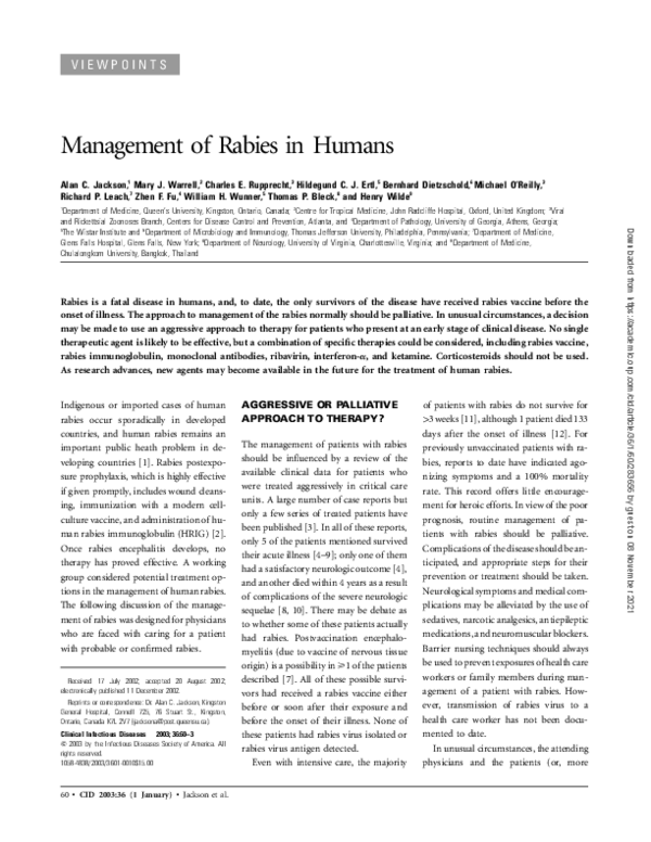 (PDF) Management of Rabies in Humans