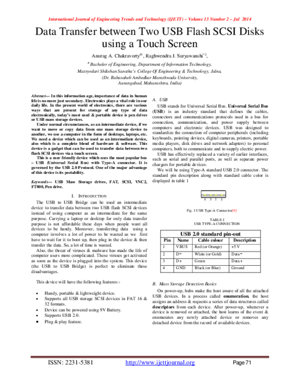 (PDF) Data Transfer between Two USB Flash SCSI Disks using a Touch Screen