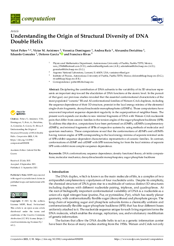 (PDF) Understanding the Origin of Structural Diversity of DNA Double Helix