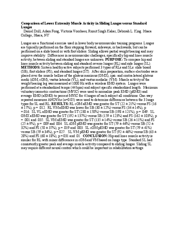 (PDF) Comparison of Lower Extremity Muscle Activity in Sliding Lunges ...