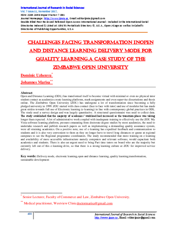 (PDF) Challenges Facing Transformation inOpen and Distance Learning ...