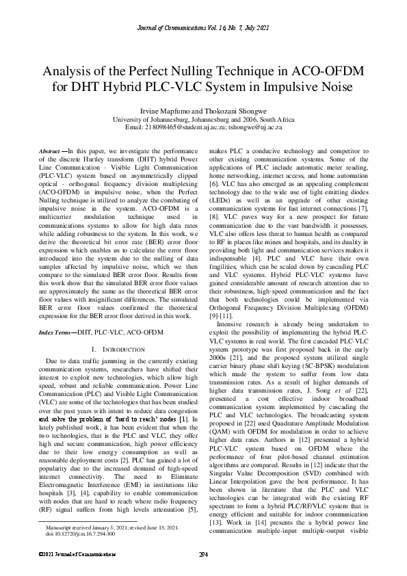(PDF) Analysis of the Perfect Nulling Technique in ACO-OFDM for DHT ...