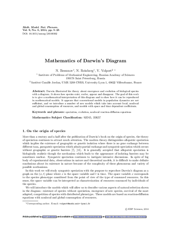 (PDF) Mathematics of Darwin’s Diagram