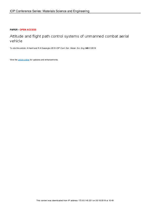 (PDF) Attitude and flight path control systems of unmanned combat ...