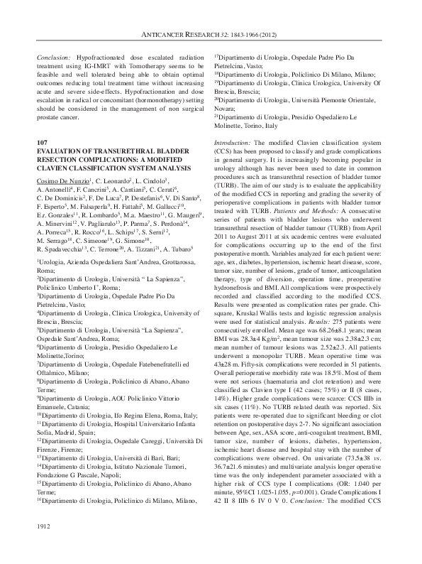 (PDF) Evaluation of Transurethral Bladder Resection Complications: A ...