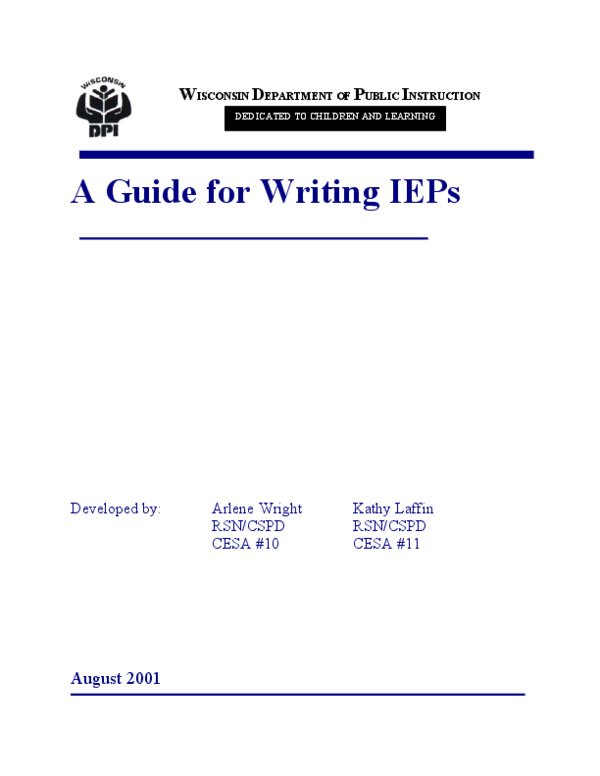 (PDF) A Guide for Writing IEPs