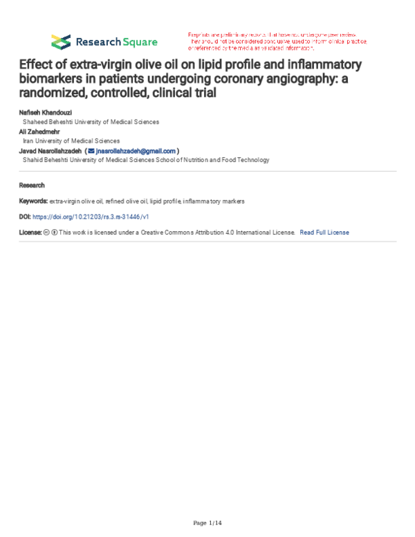 (PDF) Effect of extra-virgin olive oil on lipid profile and ...