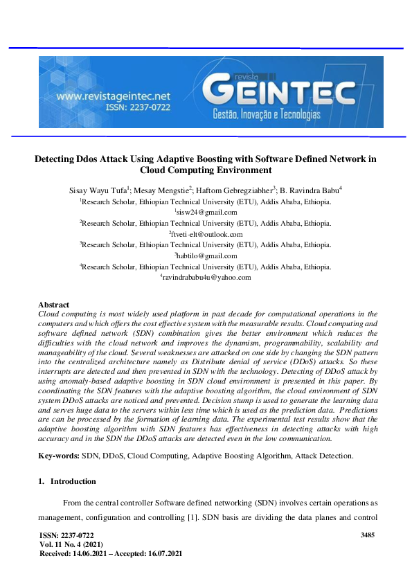 (PDF) Detecting Ddos Attack Using Adaptive Boosting with Software ...