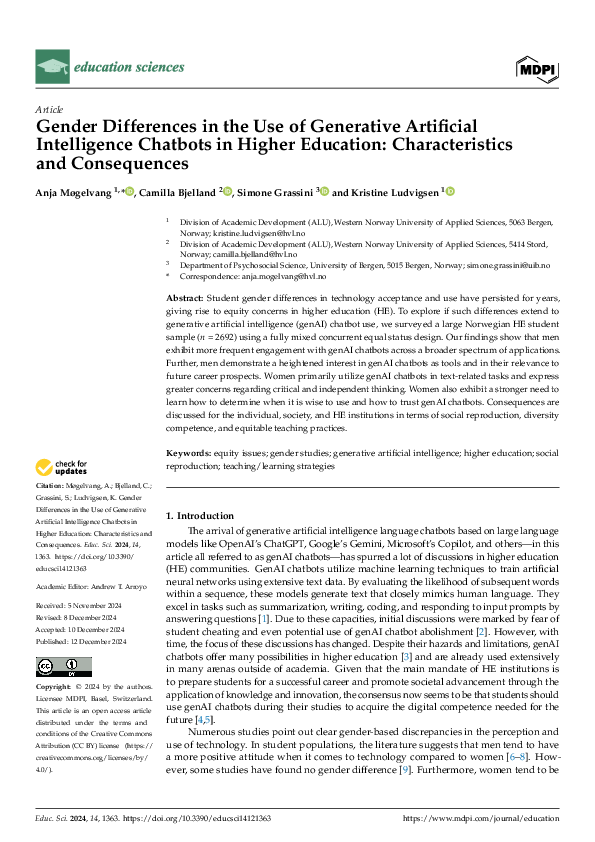 (PDF) Gender Differences in the Use of Generative Artificial ...