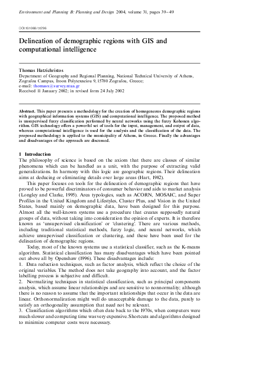 (PDF) Delineation of Demographic Regions with GIS and Computational ...