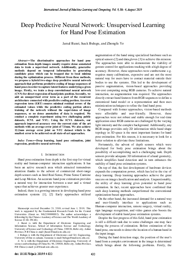 (PDF) Deep Predictive Neural Network: Unsupervised Learning for Hand ...