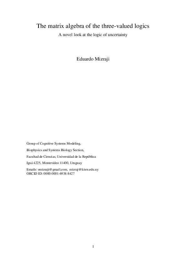 (PDF) The matrix algebra of the three-valued logics