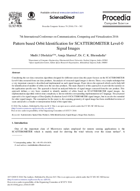 (PDF) Pattern Based Orbit Identification for Scatterometer Level-0 ...
