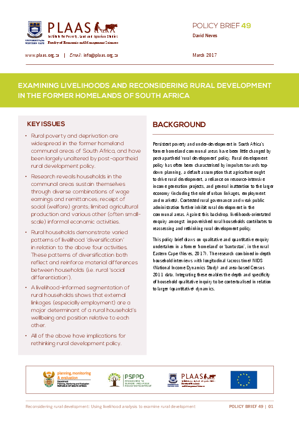 (PDF) Examining livelihoods and reconsidering rural development in the ...