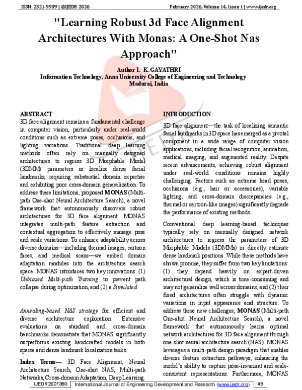 (PDF) "Learning Robust 3d Face Alignment Architectures With Monas: A ...