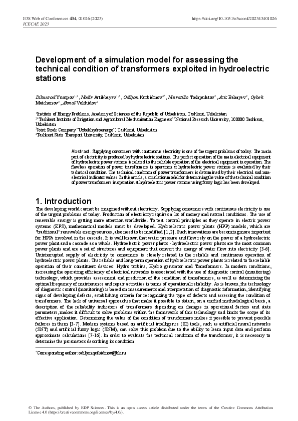 (PDF) Development of a simulation model for assessing the technical ...