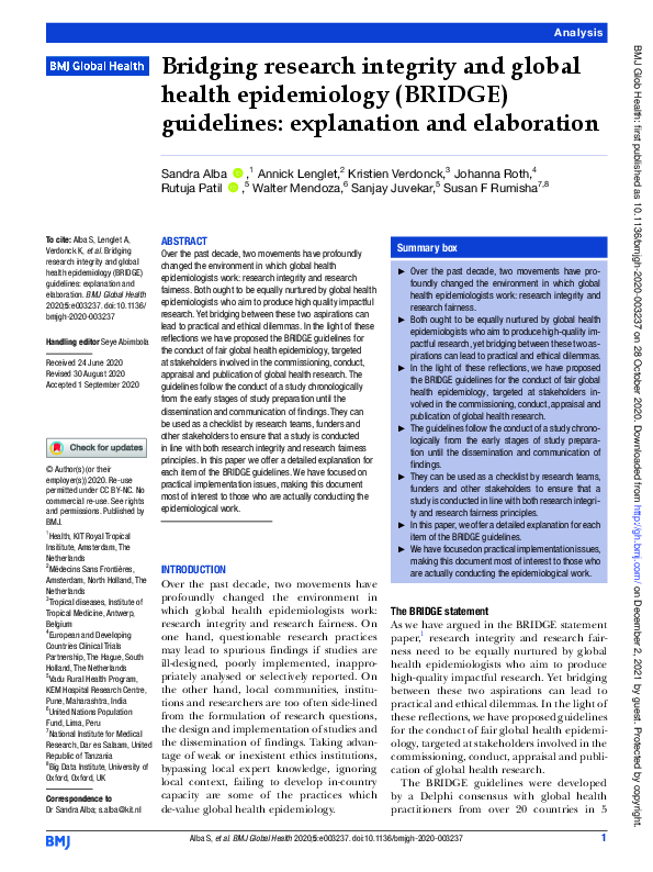 (PDF) Bridging research integrity and global health epidemiology ...