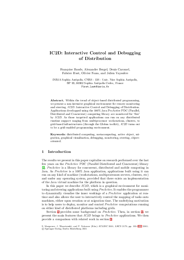 (PDF) IC2D: Interactive Control and Debugging of Distribution