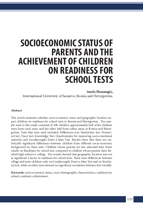 (PDF) Socioeconomic Status of Parents and the Achievement of Children ...