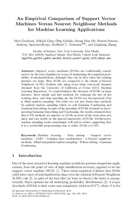 (PDF) An Empirical Comparison of Support Vector Machines Versus Nearest ...