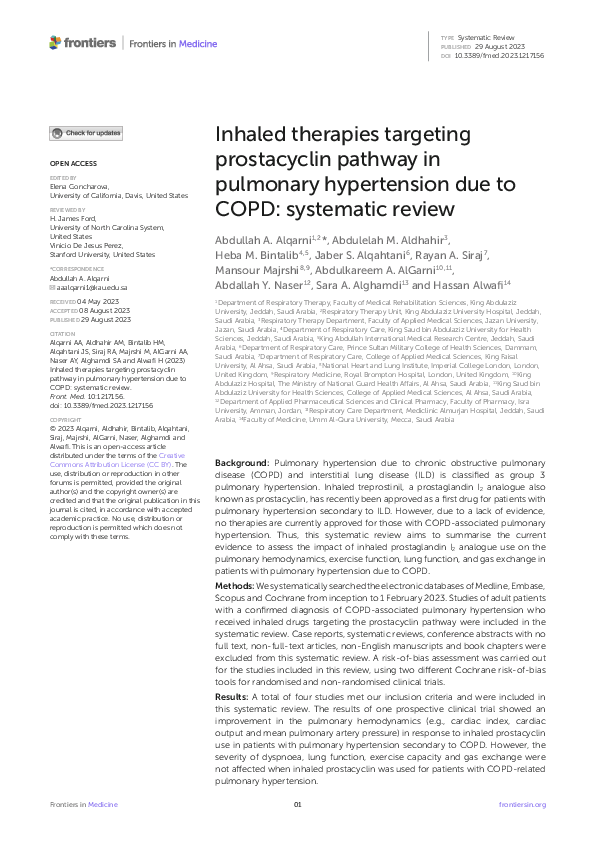 (PDF) Inhaled therapies targeting prostacyclin pathway in pulmonary ...