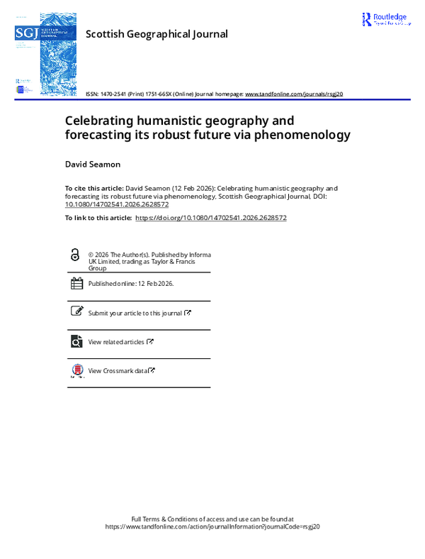 (PDF) Celebrating Humanistic Geography and Forecasting Its Robust ...