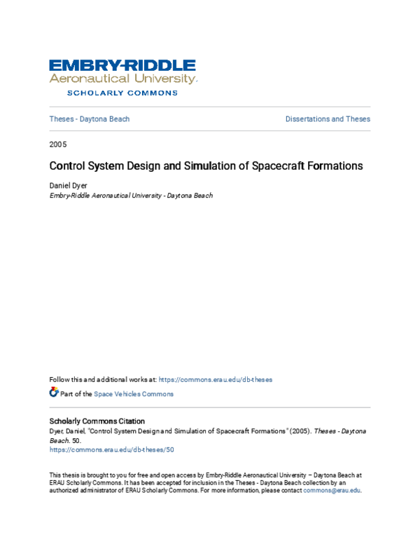(PDF) Control system design and simulation of spacecraft formations