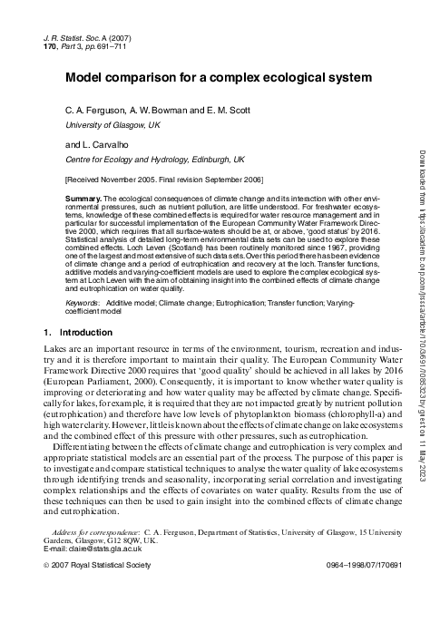 (PDF) Model comparison for a complex ecological system