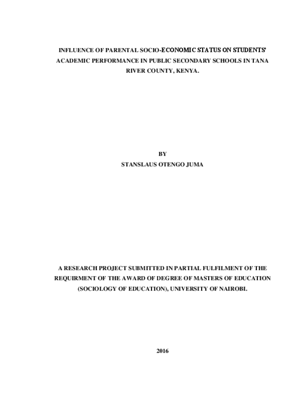 (PDF) Influence of parental socio-economic status on students’ academic ...