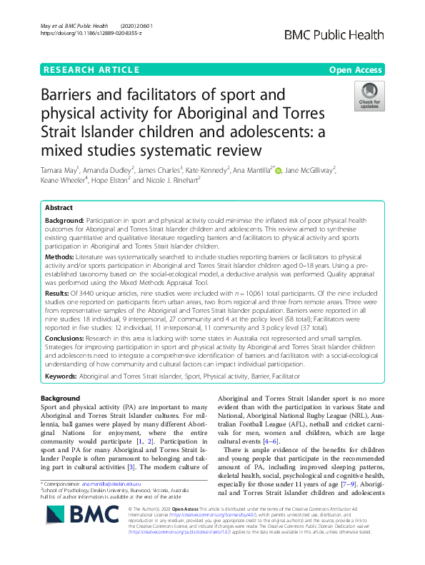 (PDF) Barriers and facilitators of sport and physical activity for ...
