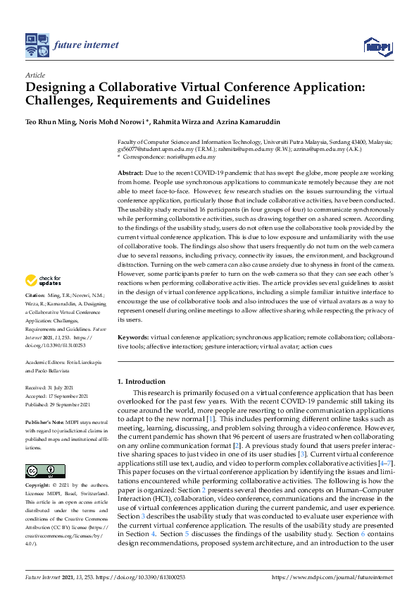 (PDF) Designing a Collaborative Virtual Conference Application ...
