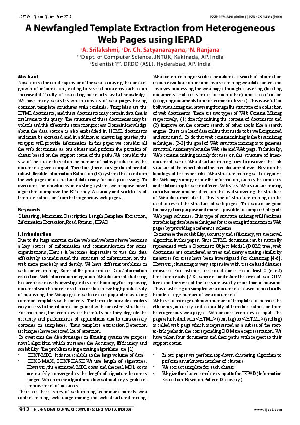 (PDF) A Newfangled Template Extraction from Heterogeneous Web Pages ...