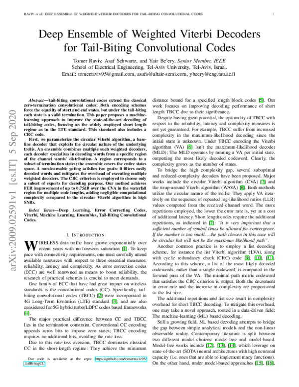 (PDF) Deep Ensemble of Weighted Viterbi Decoders for Tail-Biting ...