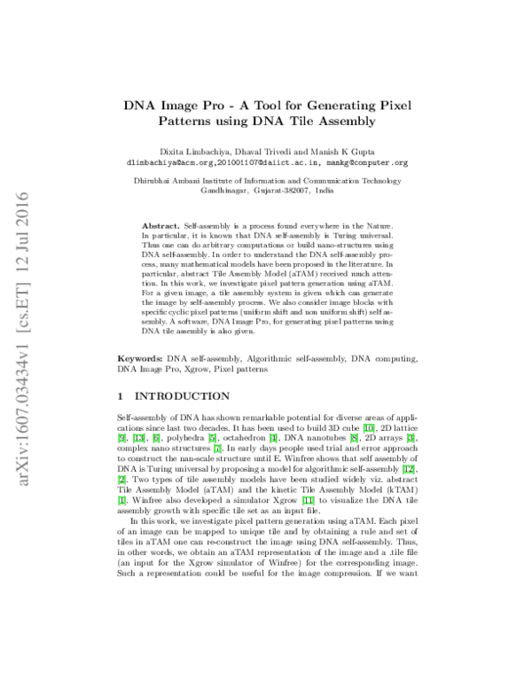 (PDF) DNA Image Pro - A Tool for Generating Pixel Patterns using DNA ...
