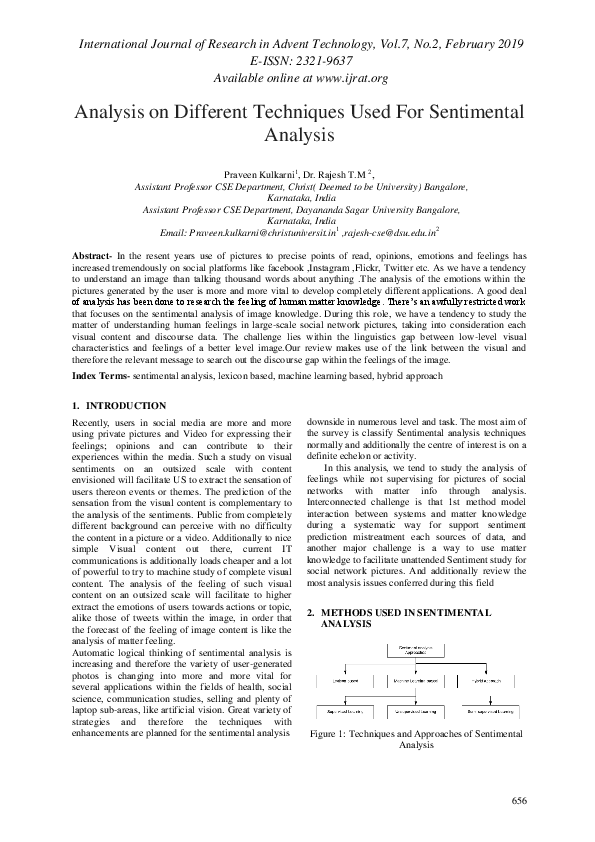 (PDF) Analysis on Different Techniques Used For Sentimental Analysis
