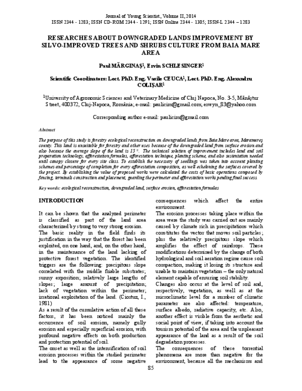 (PDF) About Downgraded Lands Improvement by Silvo-Improved Trees and ...