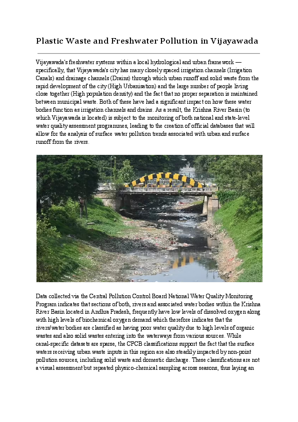 (PDF) Plastic Waste and Freshwater Pollution in Vijayawada