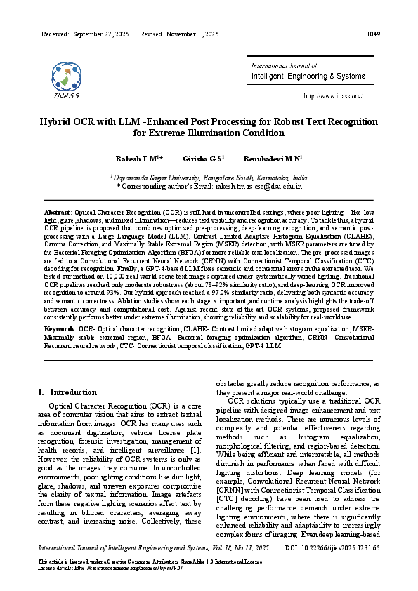 (PDF) Hybrid OCR with LLM -Enhanced Post Processing for Robust Text ...