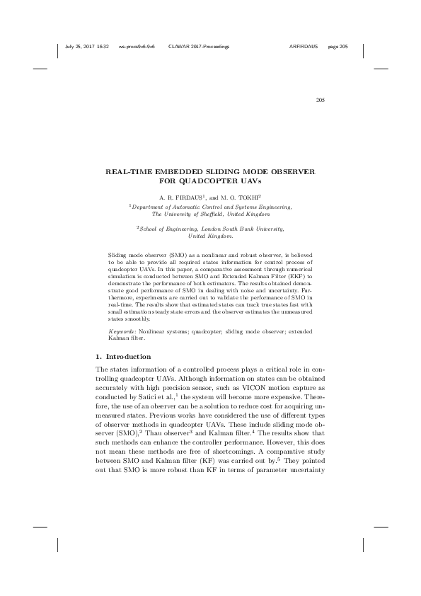 (PDF) Real-time embedded sliding mode observer for quadcopter UAVs