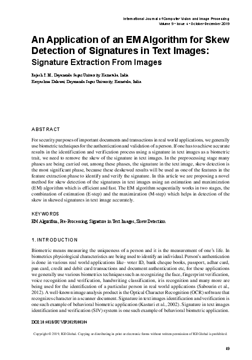 (PDF) An Application of an EM Algorithm for Skew Detection of ...