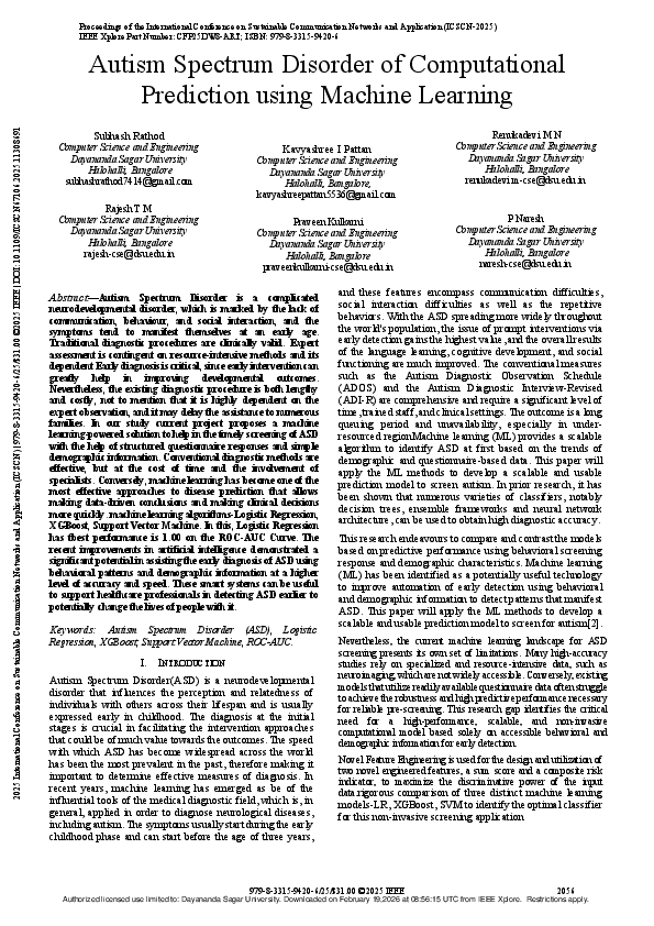 (PDF) Autism Spectrum Disorder of Computational Prediction using ...