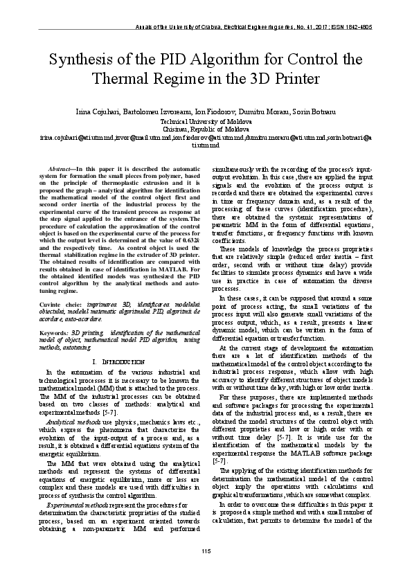 (PDF) Synthesis of the PID Algorithm for Control the Thermal Regime in ...