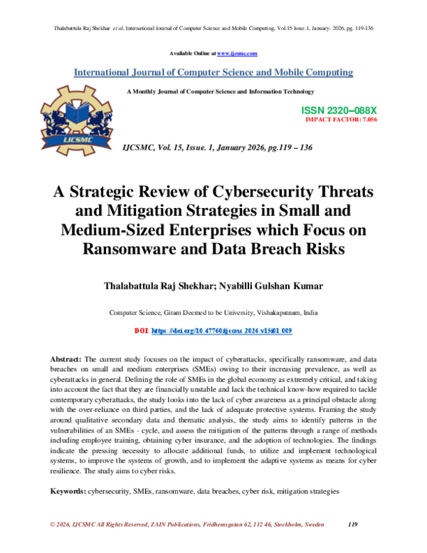 (PDF) A Strategic Review of Cybersecurity Threats and Mitigation ...