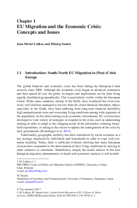 (PDF) EU Migration and the Economic Crisis: Concepts and Issues