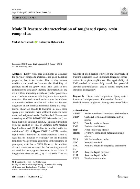 (PDF) Mode II fracture characterization of toughened epoxy resin composites