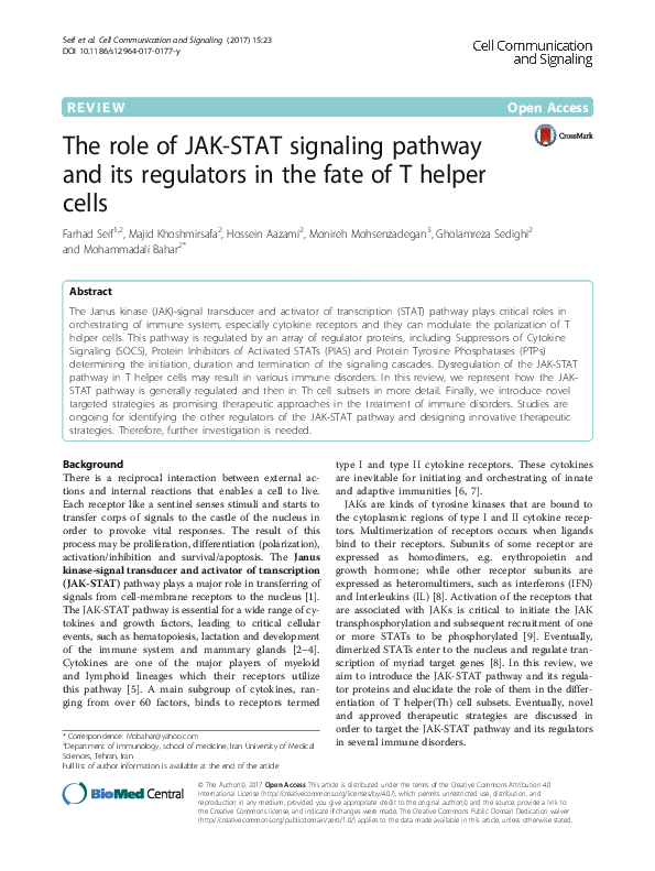 (PDF) The role of JAK-STAT signaling pathway and its regulators in the ...