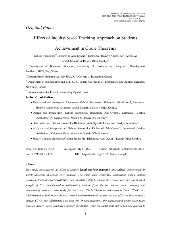 (PDF) Effect of Inquiry-based Teaching Approach on Students Achievement ...