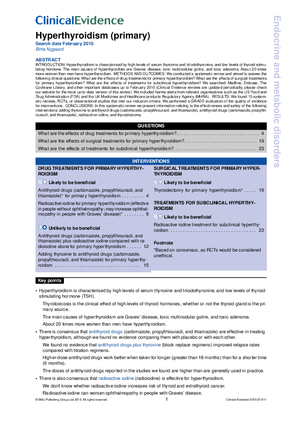 (PDF) Hyperthyroidism (primary)